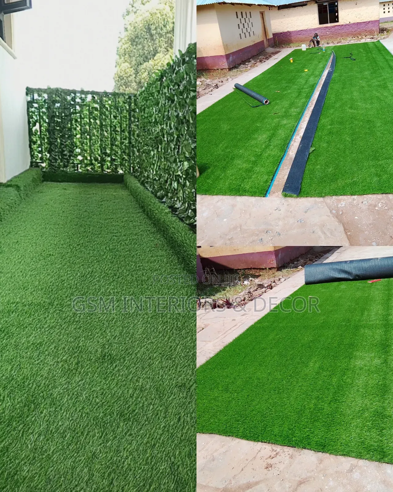 Railin Artificial Green Grass With Fence