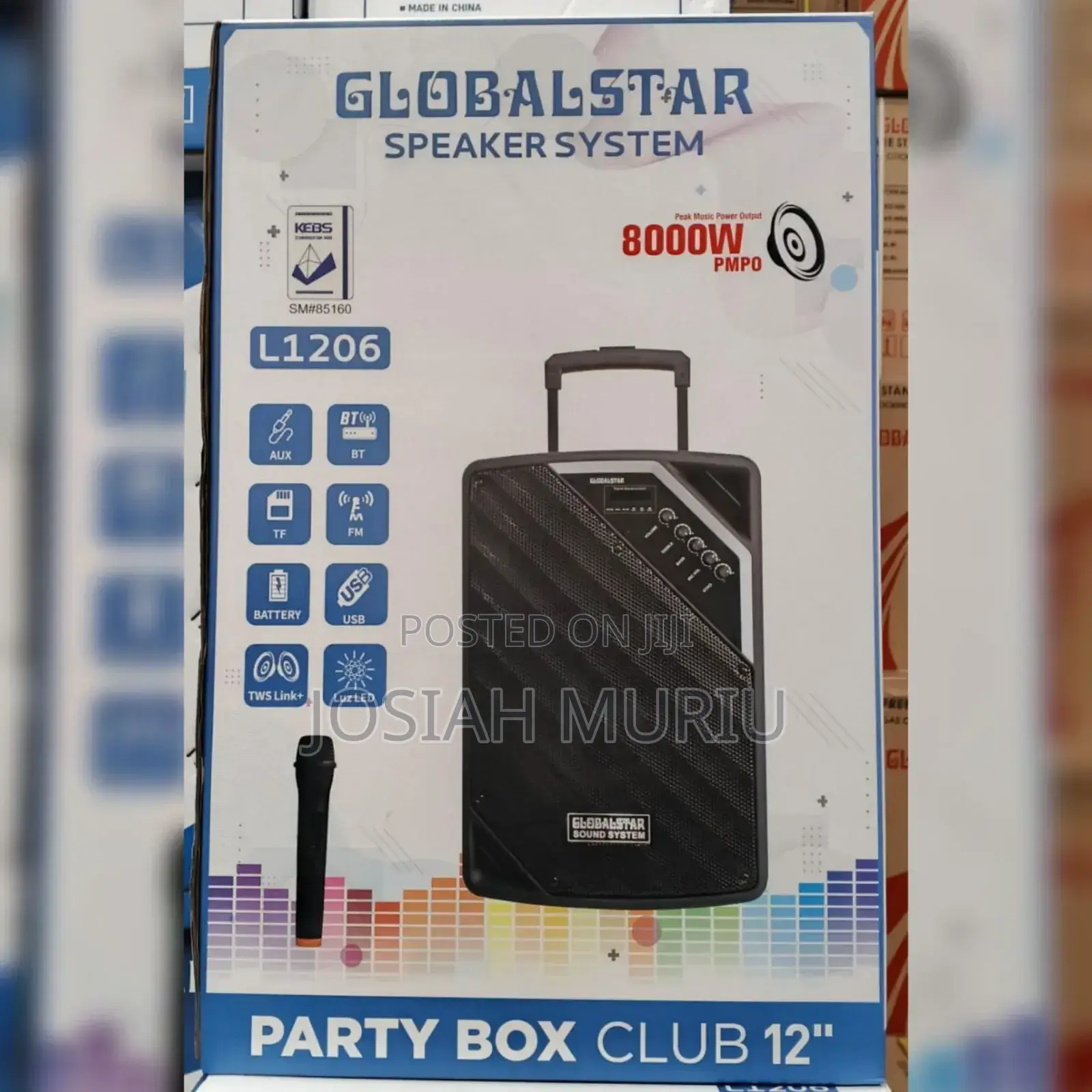 Globalstar Portable Club 12 Inches Trolley Portable Speaker