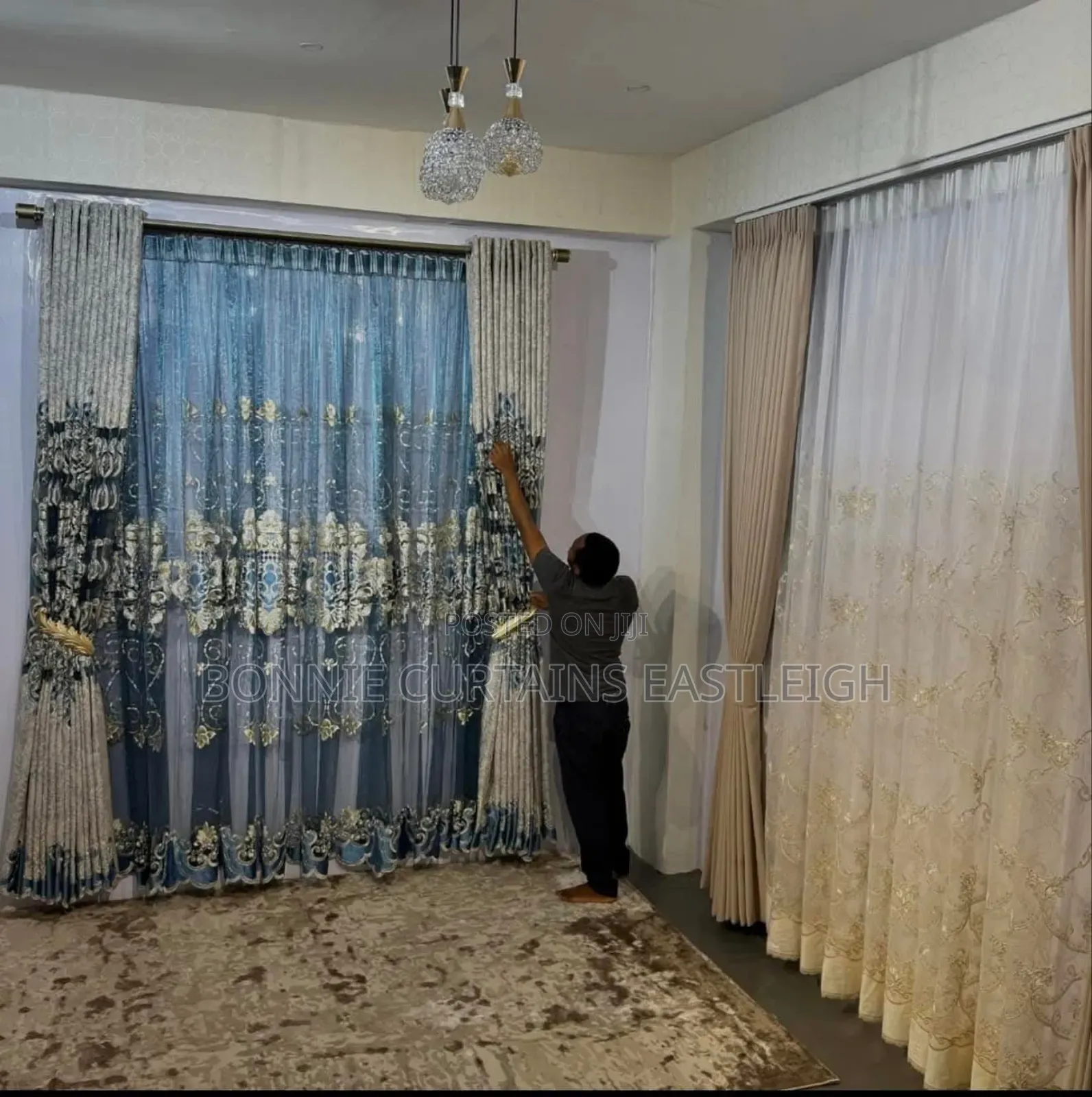 Blue Mixed With Gold Curtains Curtains