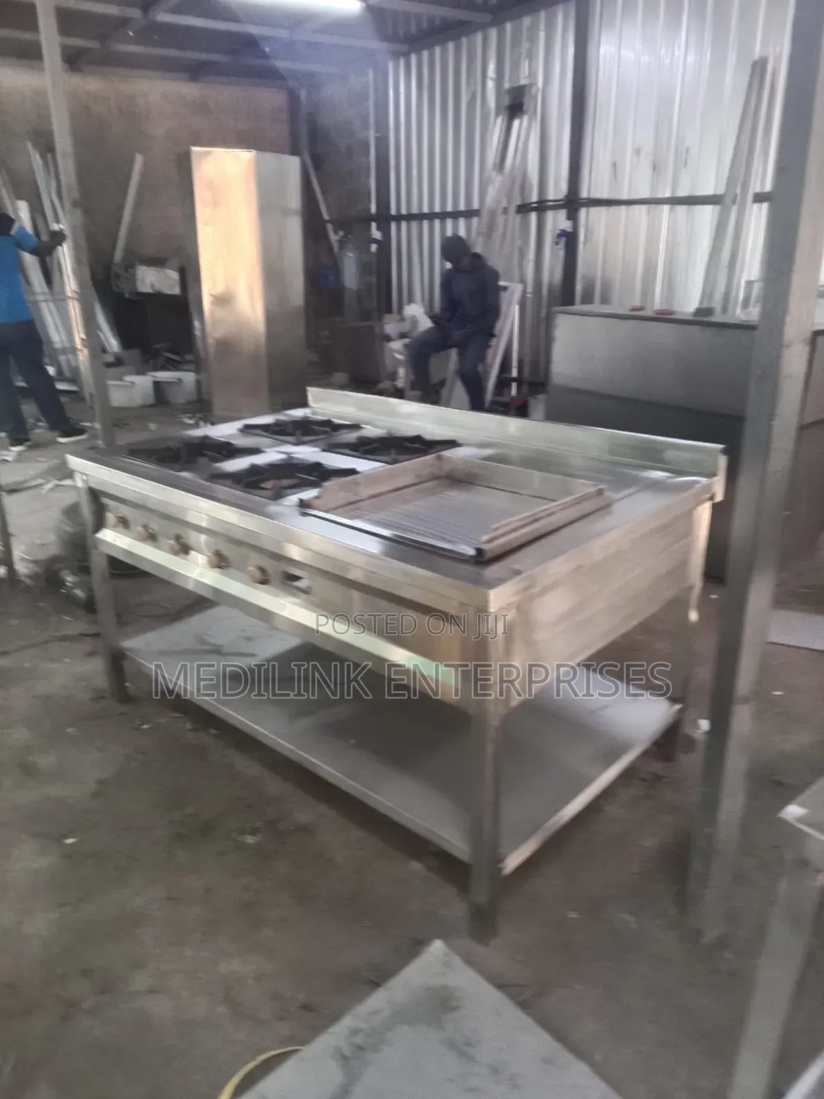 Stainless Steel Mimi Combined (4-Burner Cooker+Grindles)