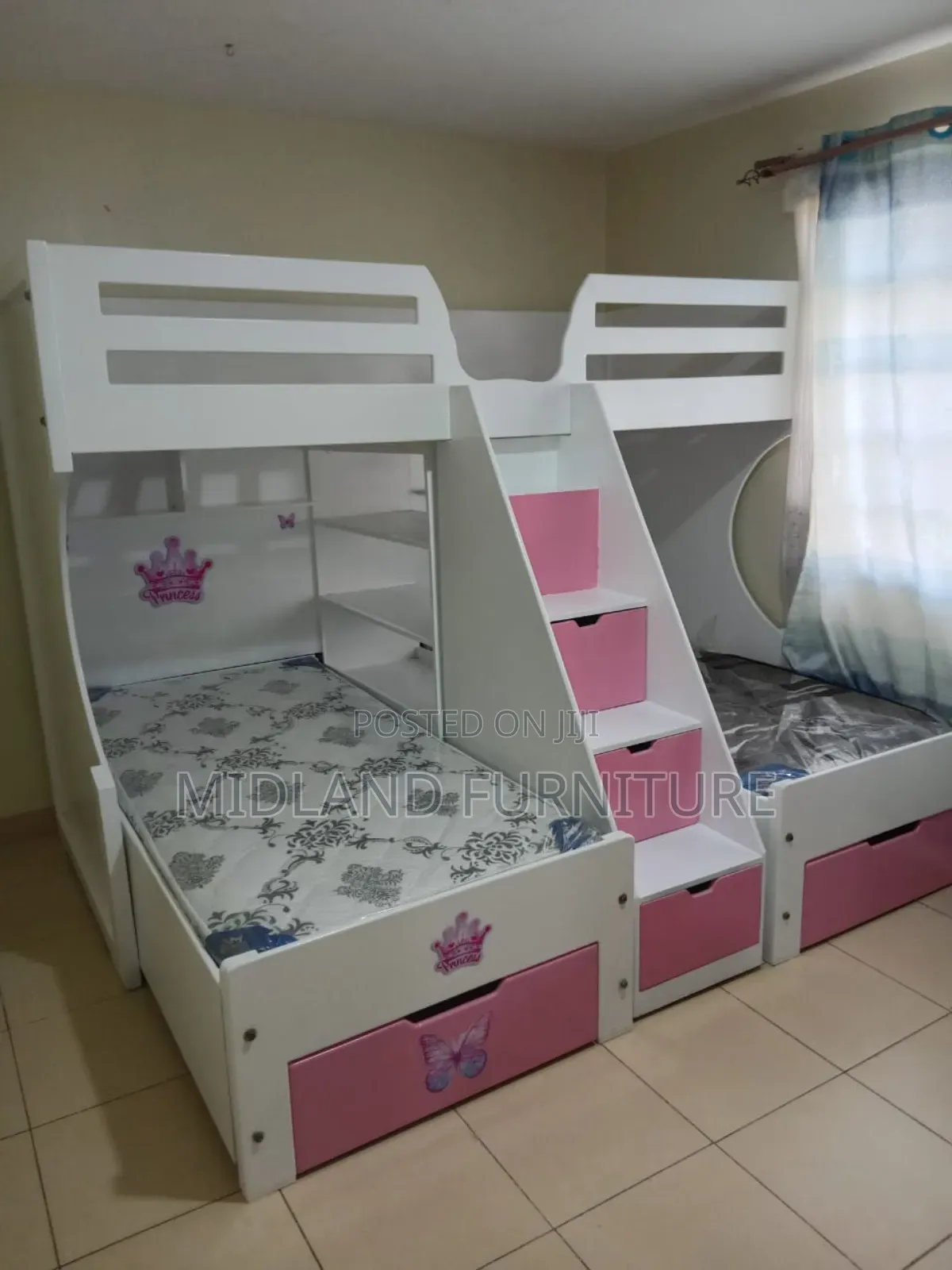 Princess Loft Bunk Bed With Storage Staircase