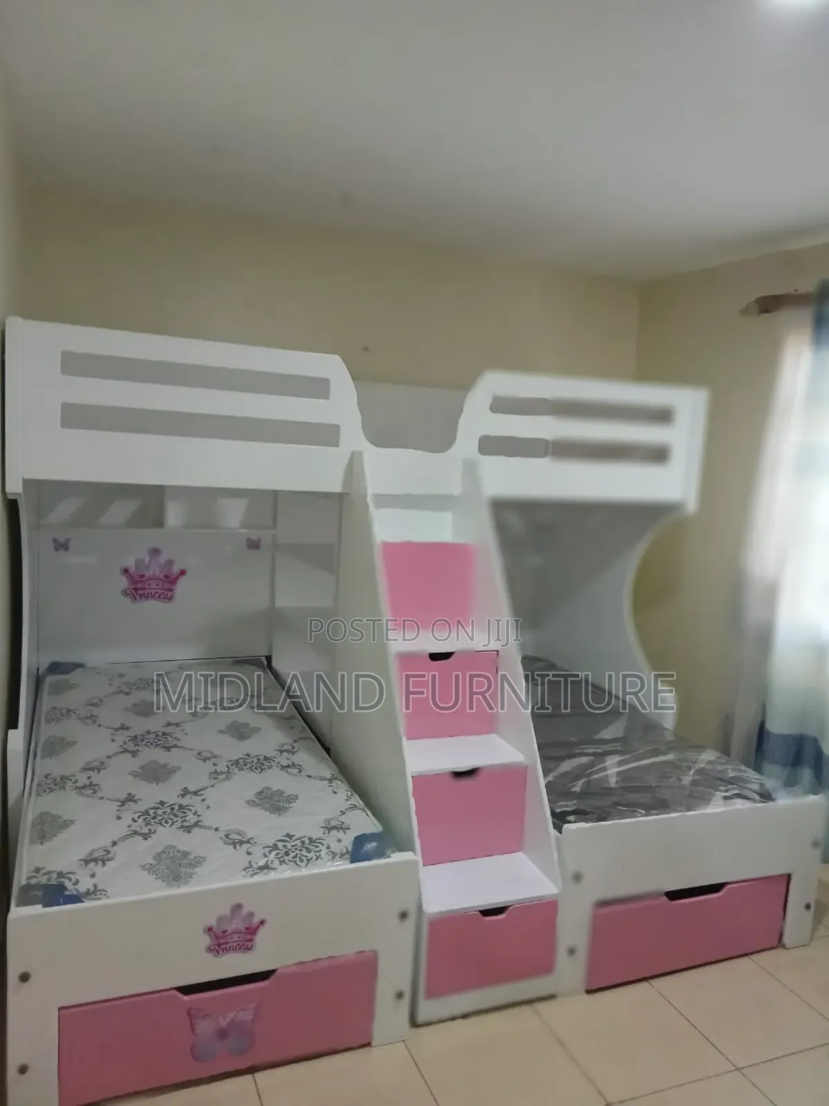 Princess Loft Bunk Bed With Storage Staircase