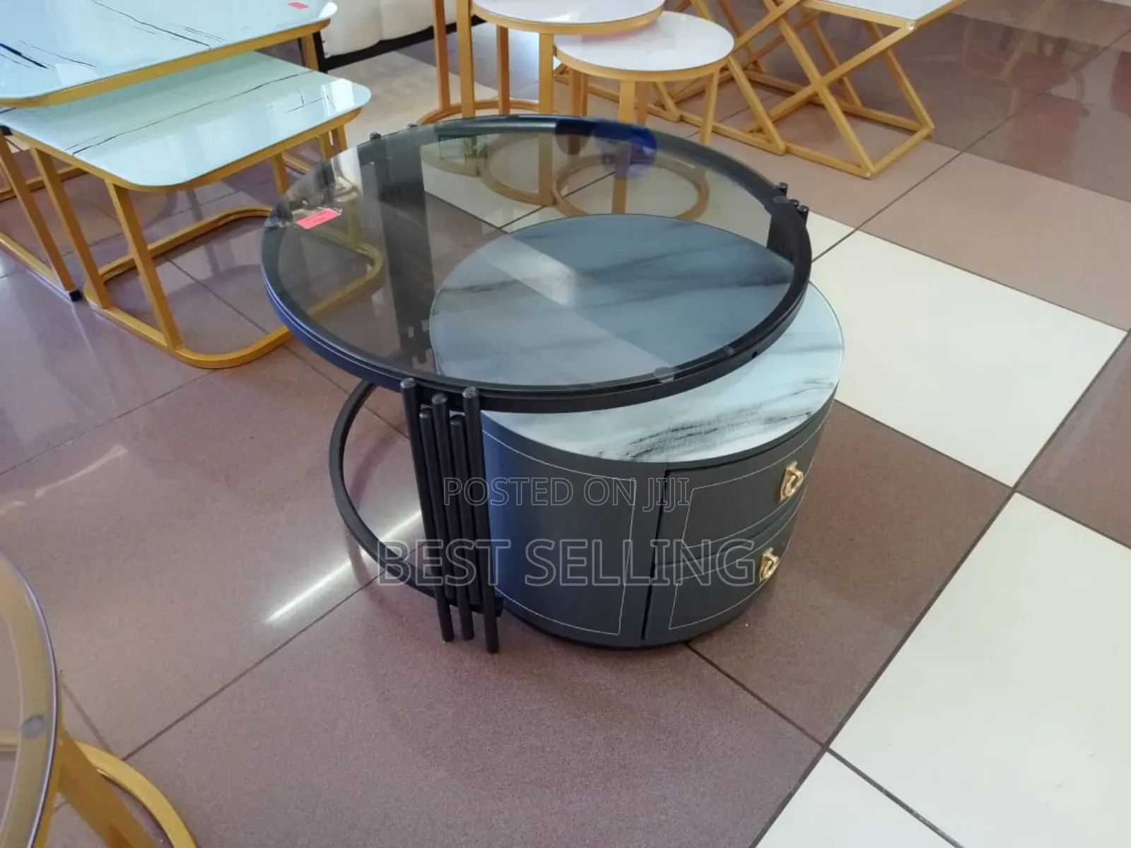 Black Round Nesting Coffee Table