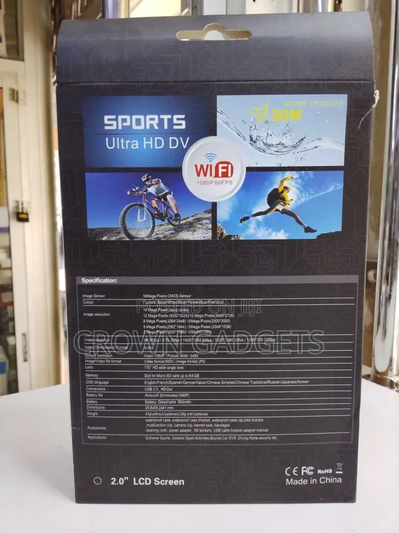 Sports Action Camera Ultra Hd 30fps Wifi Waterproof