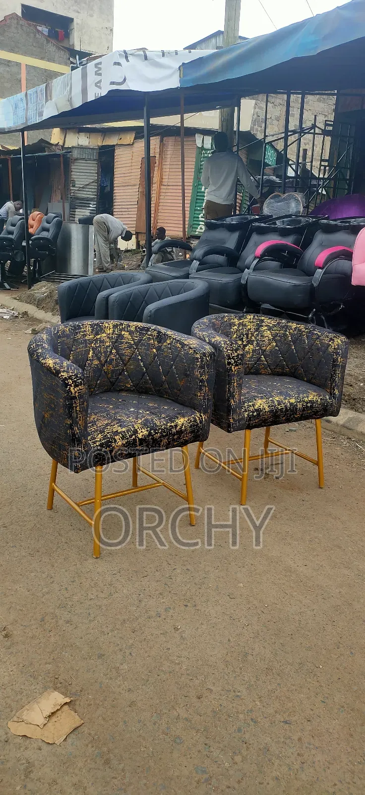 Golden Black Manicure Seats.