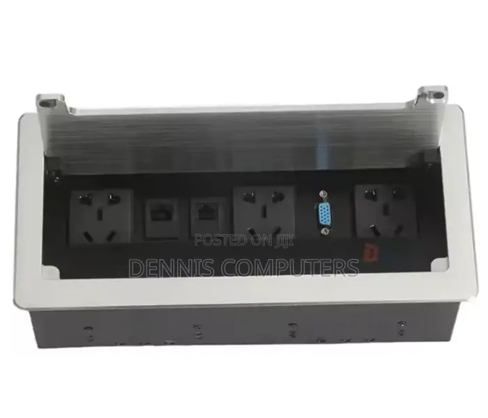 Silver Flip-Up Socket With 2 Universal Sockets, 1 Internet