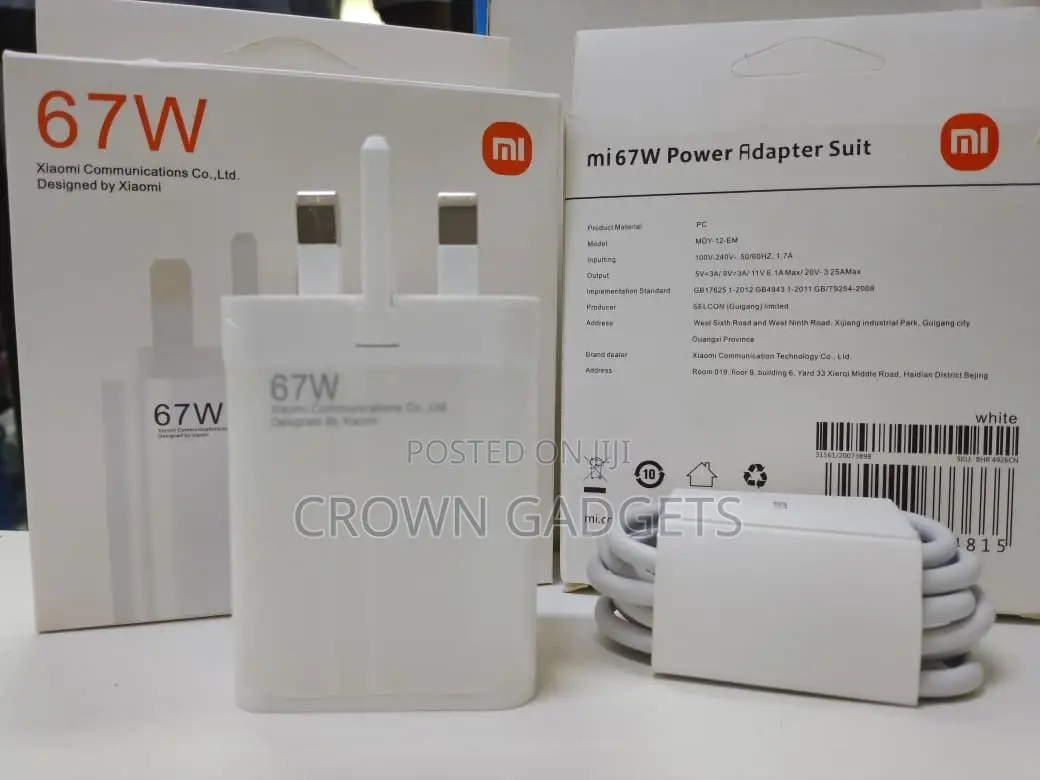 67w Xiaomi Fast Charging Combo for Phones Tablets