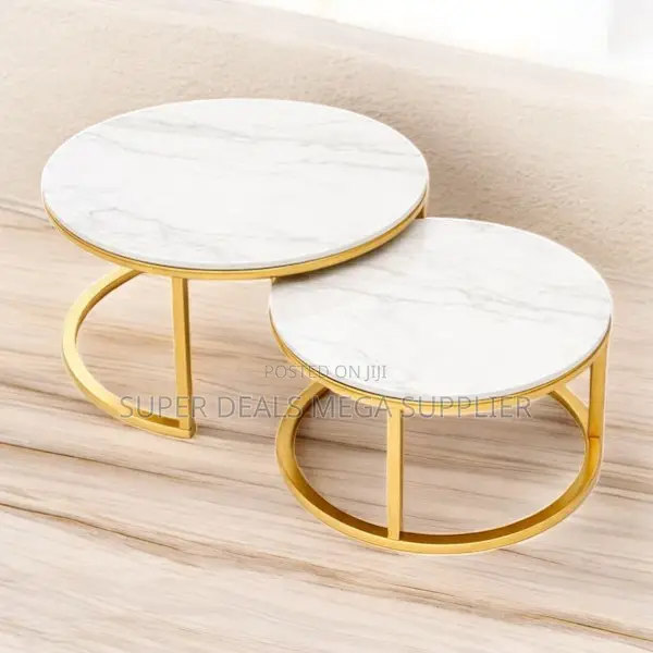High Quality Marble Nesting Tables With Gold Circular Stand