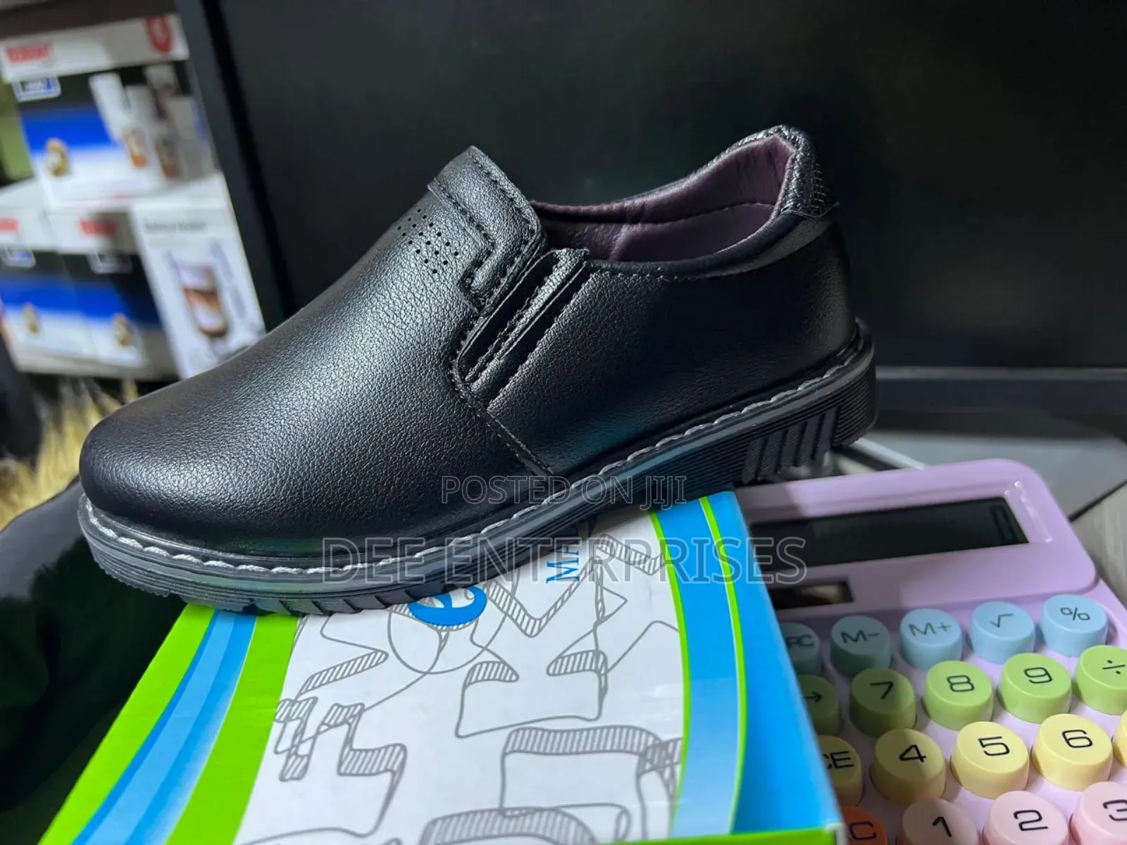 Boys Slip on High-Quality Black Leather School Shoes