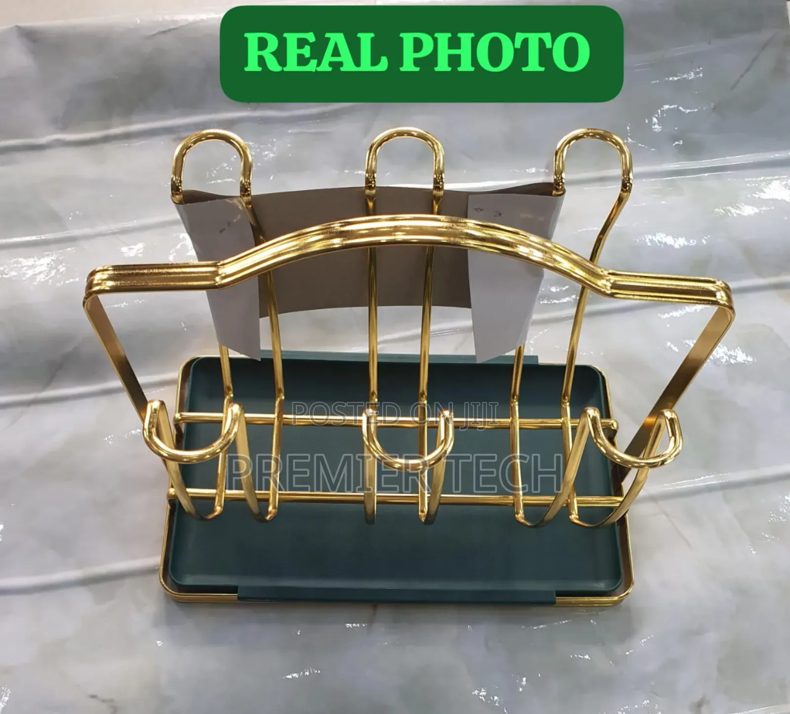 *Anbaide Rotating Golden Rack 6pc Tumbler Holder Plus Drain Tray