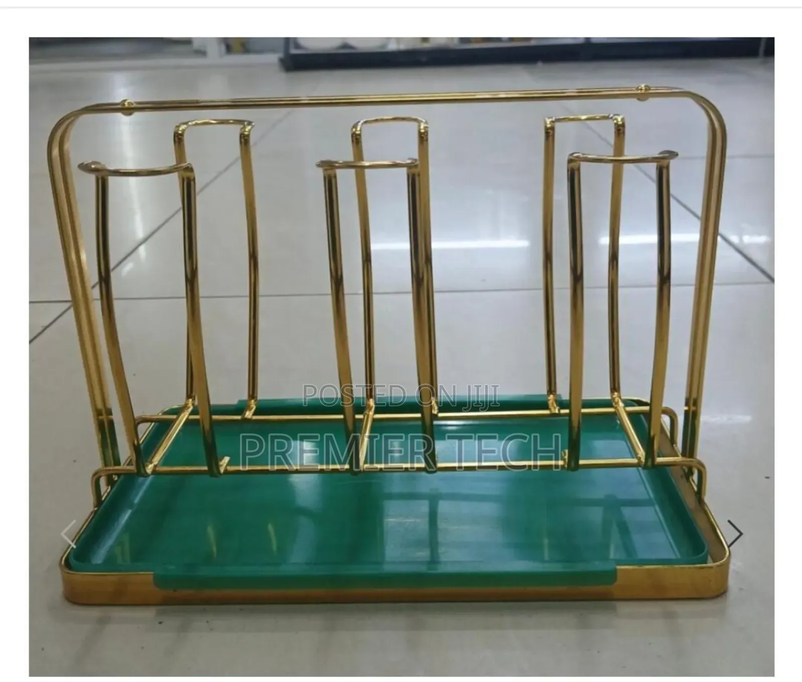 *Anbaide Rotating Golden Rack 6pc Tumbler Holder Plus Drain Tray