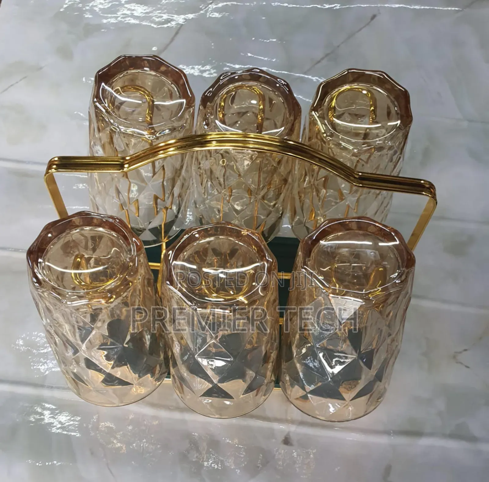 *Anbaide Rotating Golden Rack 6pc Tumbler Holder Plus Drain Tray