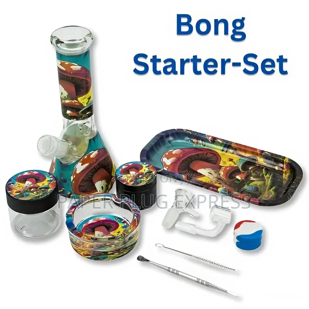 Trippy Mushroom Glass Ice Bong Box – The Ultimate Smoke Starter Kit