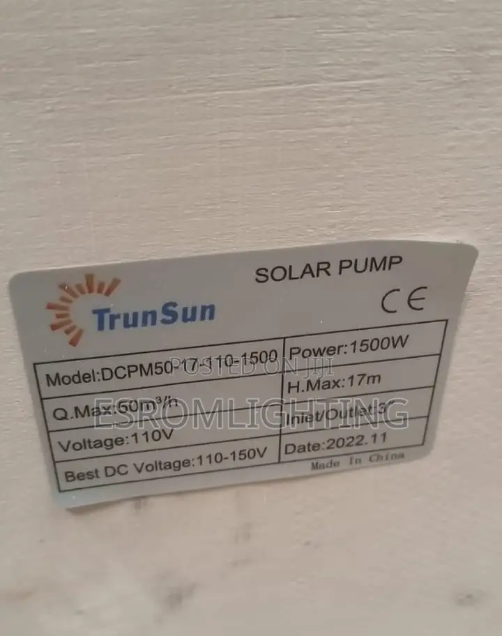 Trunsun Dc Solar Surface Water Pump – Model Dcpm50-17-110-1500