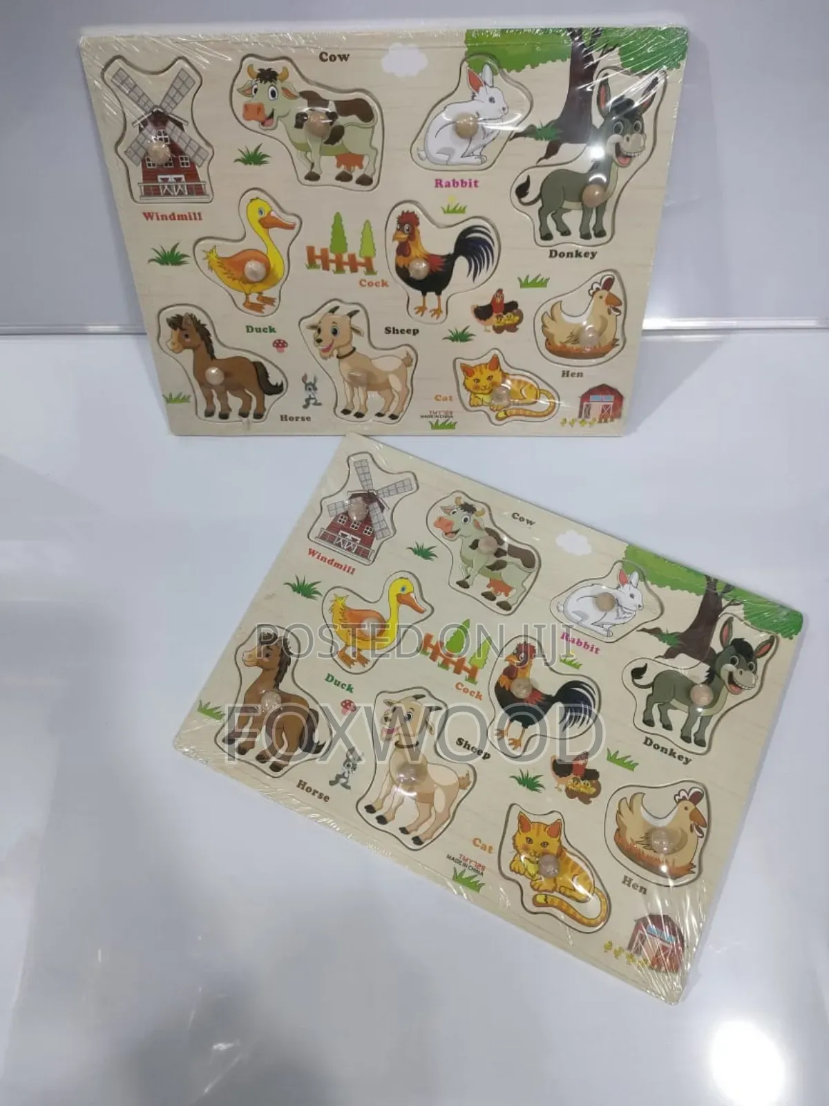 Wooden Knob and Fruit Peg Puzzle