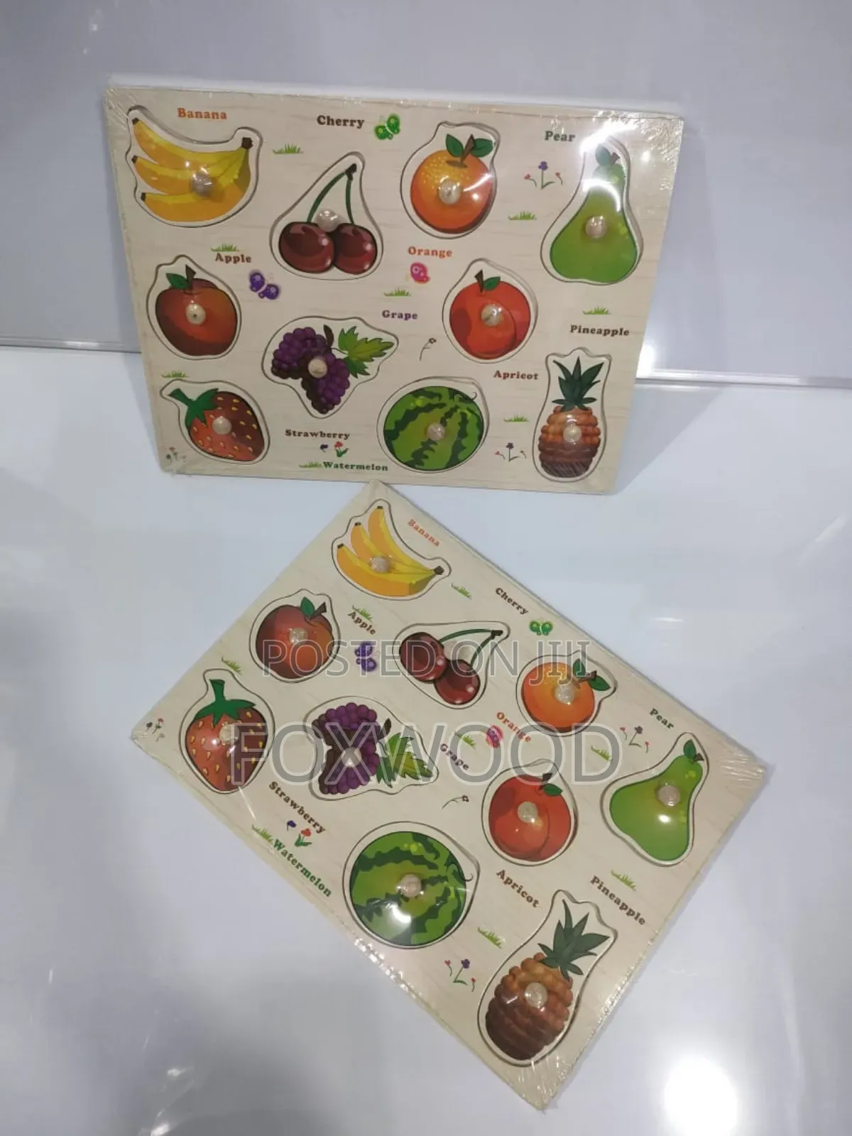 Wooden Knob and Fruit Peg Puzzle