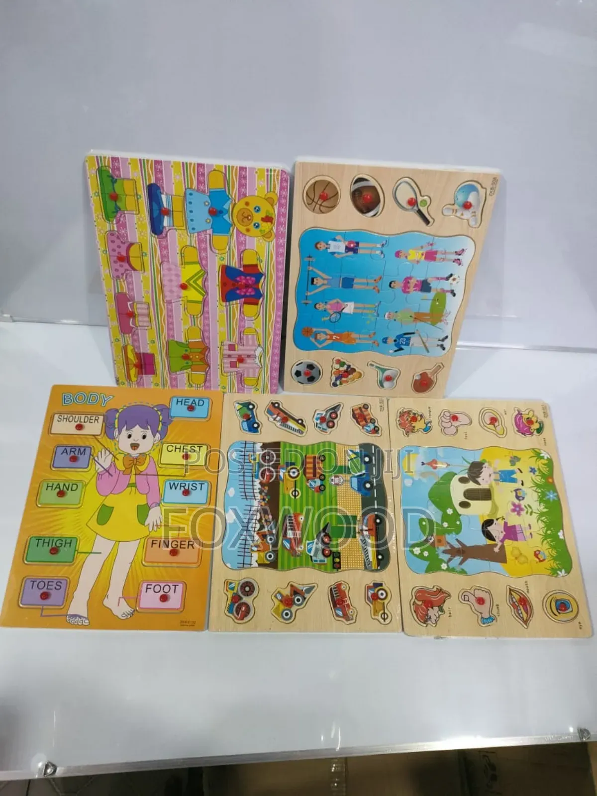 Wooden Knob and Fruit Peg Puzzle