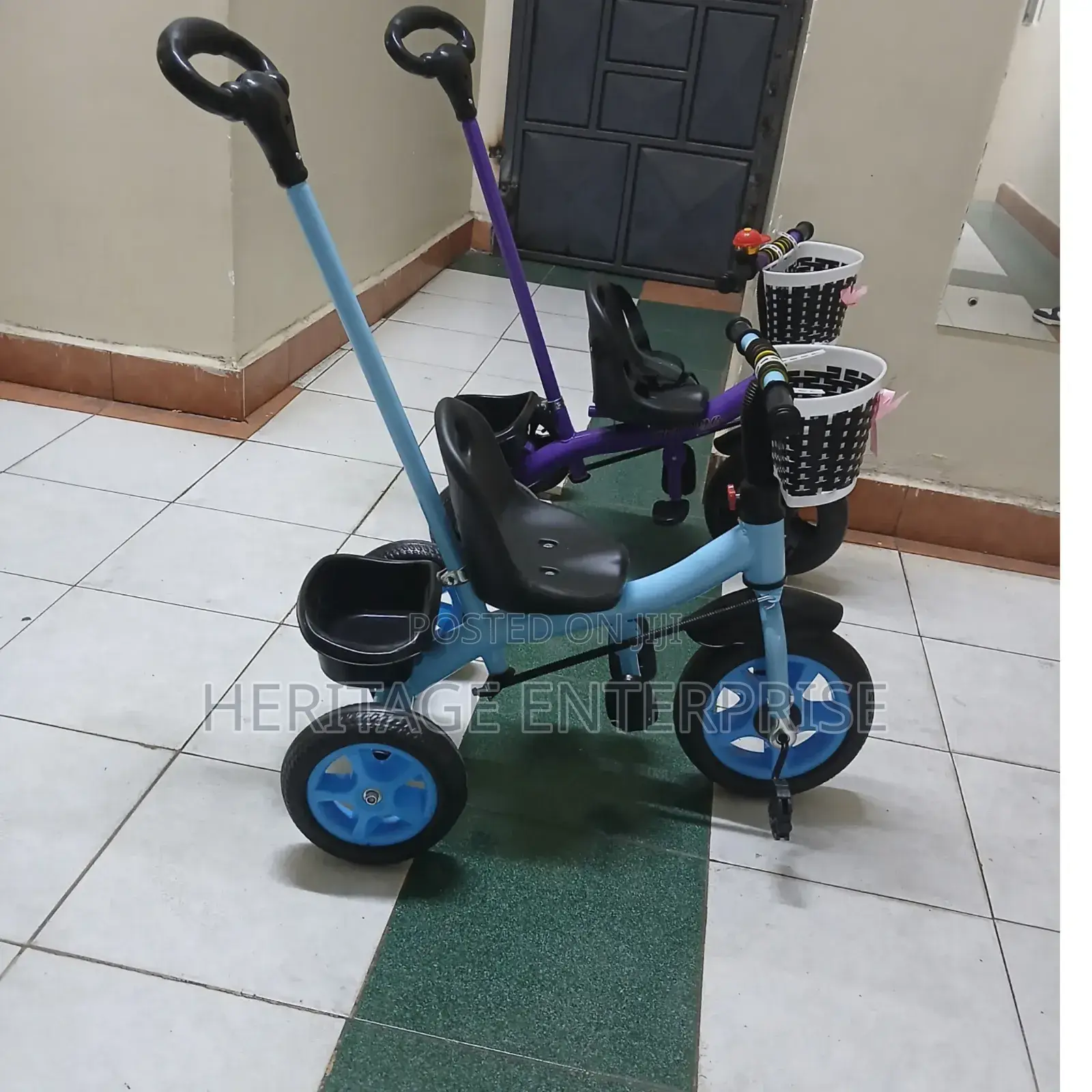 Tricycle With Push Handle, Blue