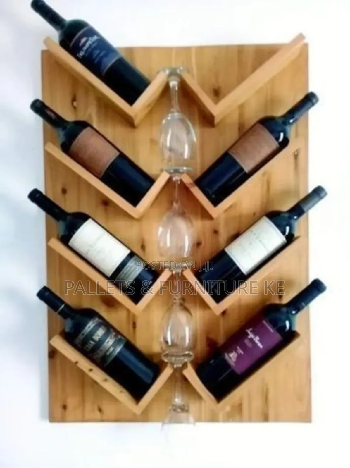 Rustic Wooden Bottle Rack #55