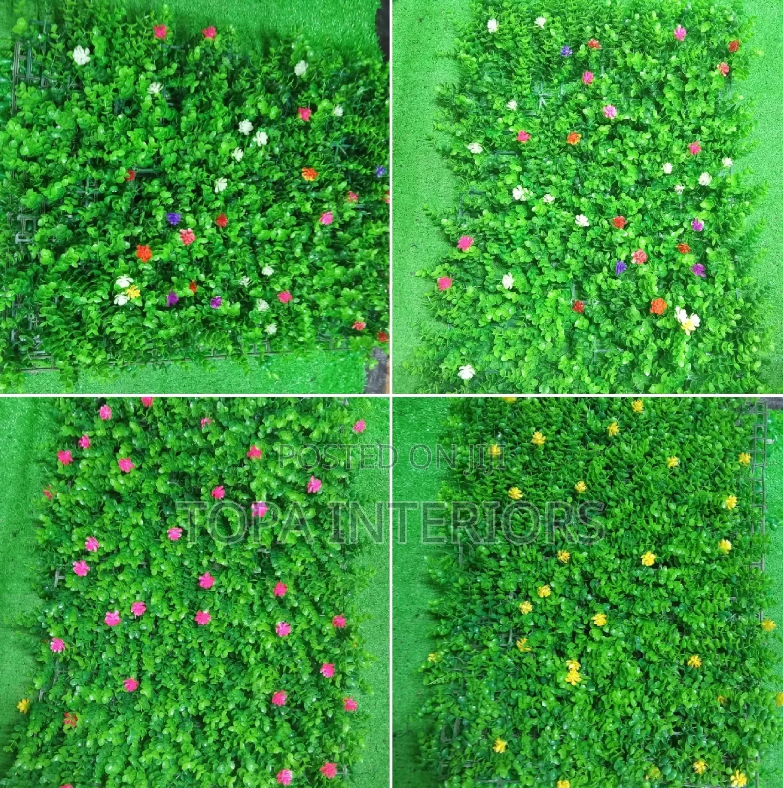 Wall Backdrop Green Generic Artificial Flowered Boxwood Hedge Panels