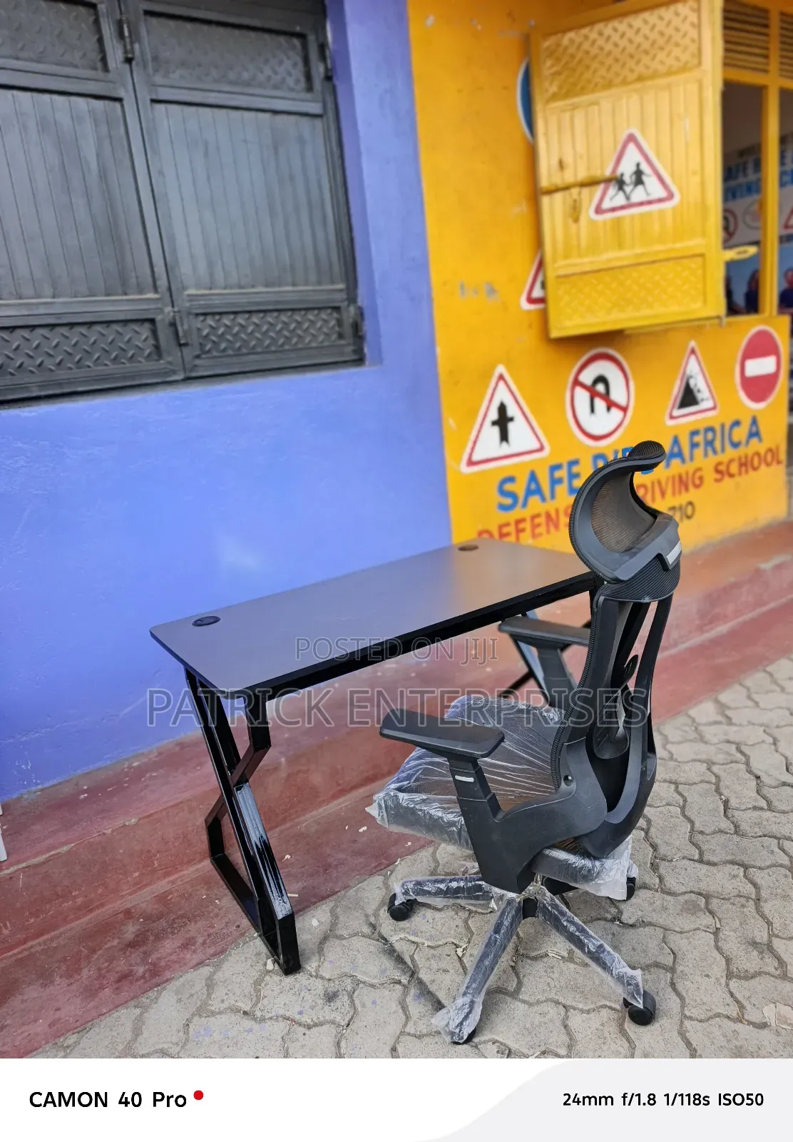1.2 Mtrs Metallic Office/Study Desk + Ergonomic High Back Office Chair