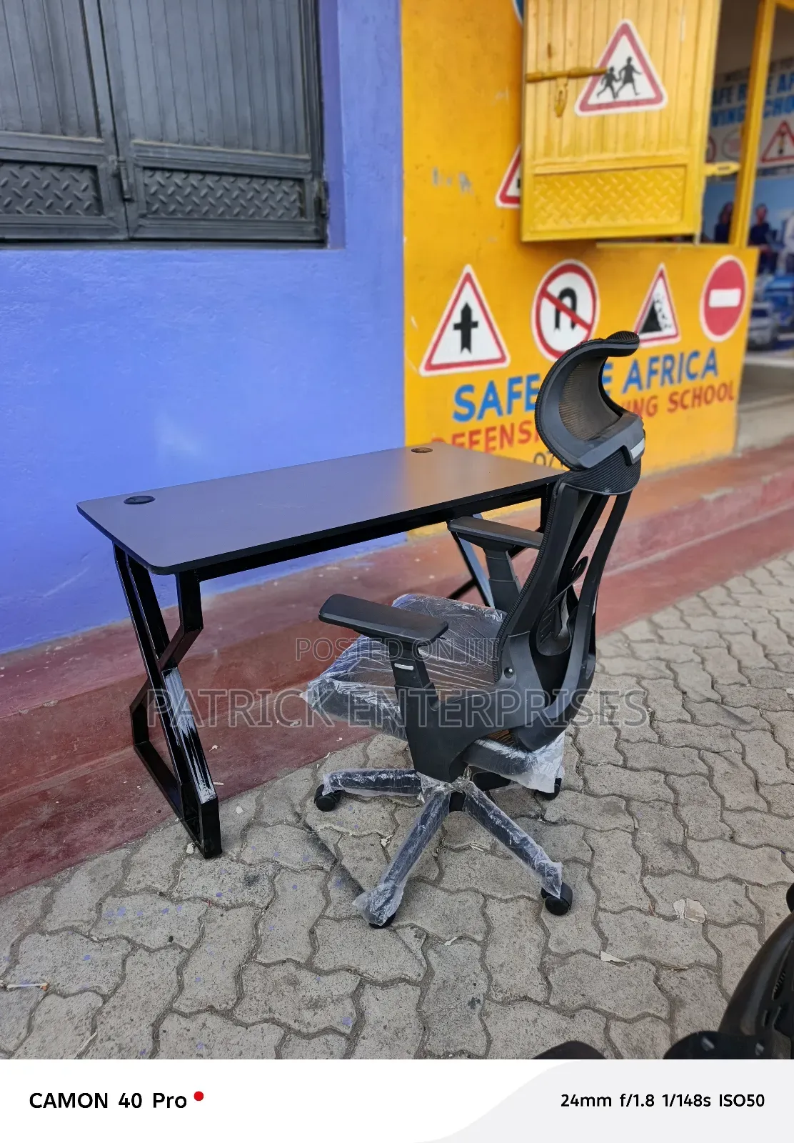 1.2 Mtrs Metallic Office/Study Desk + Ergonomic High Back Office Chair