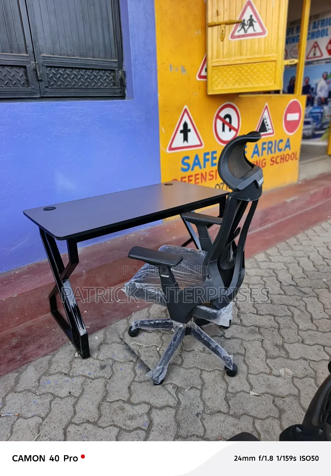 1.2 Mtrs Metallic Office/Study Desk + Ergonomic High Back Office Chair