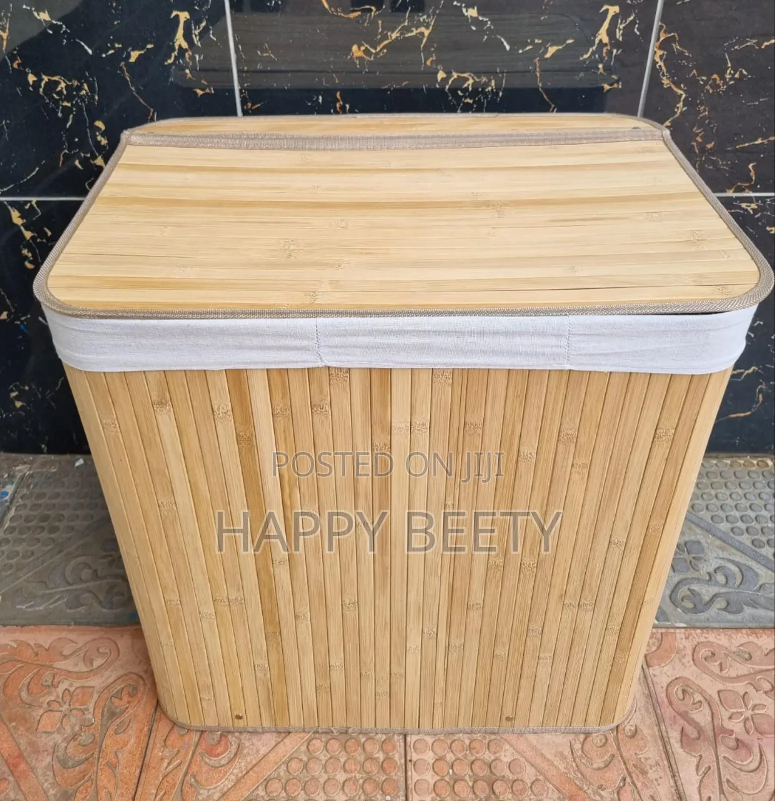 *3 Grid Foldable Bamboo Laundry Basket