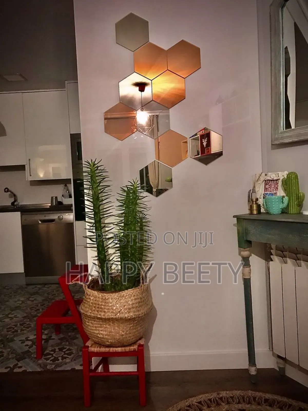 12 PCS Hexagon Mirror Surface Wall Stickers