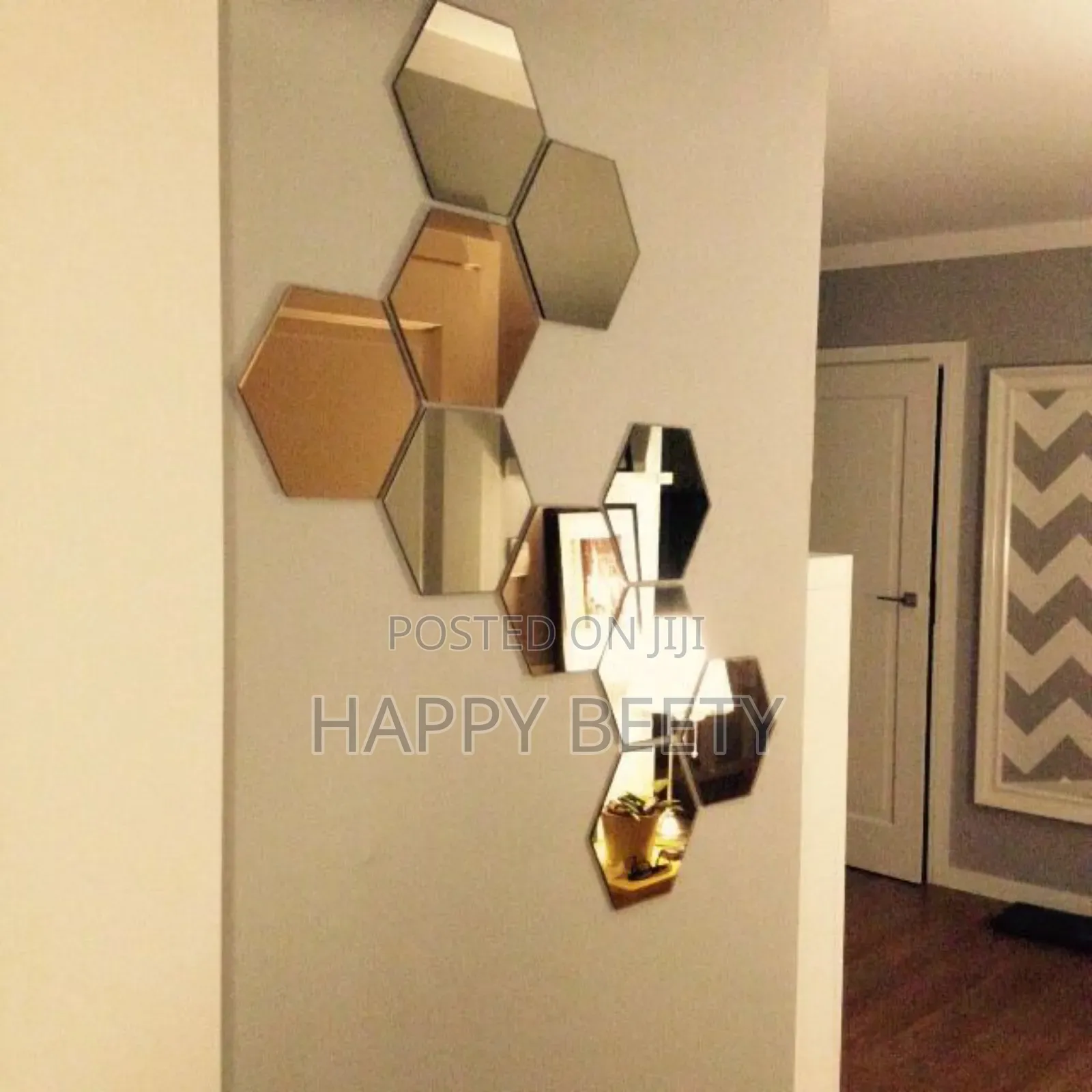 12 PCS Hexagon Mirror Surface Wall Stickers