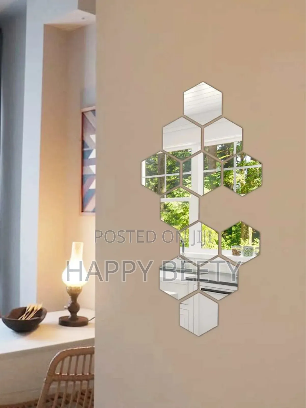 12 PCS Hexagon Mirror Surface Wall Stickers