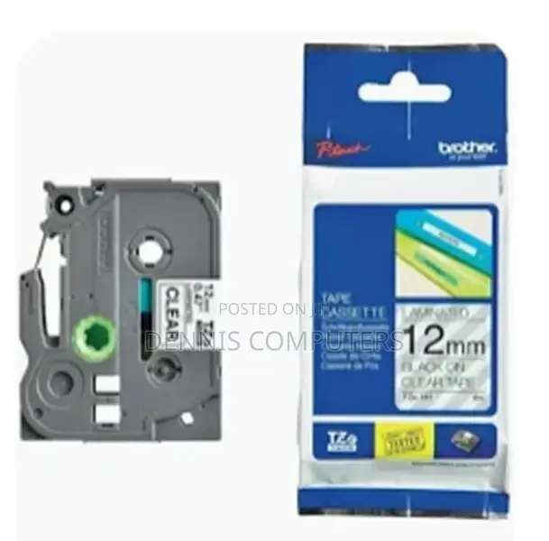 Brother 12mm X 8m Black on Clear Label Tape