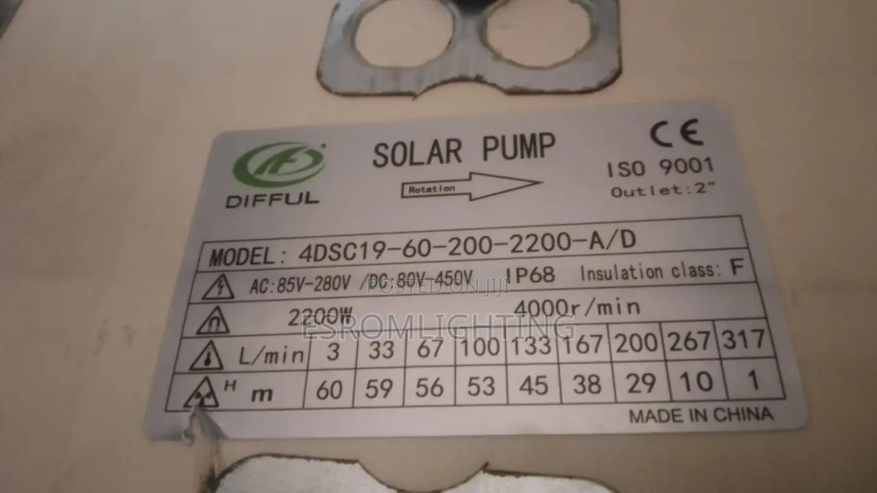 2.2kw Difful Solar Submersible Pumps-Model: 4dsc19-60-200-2200 a/D