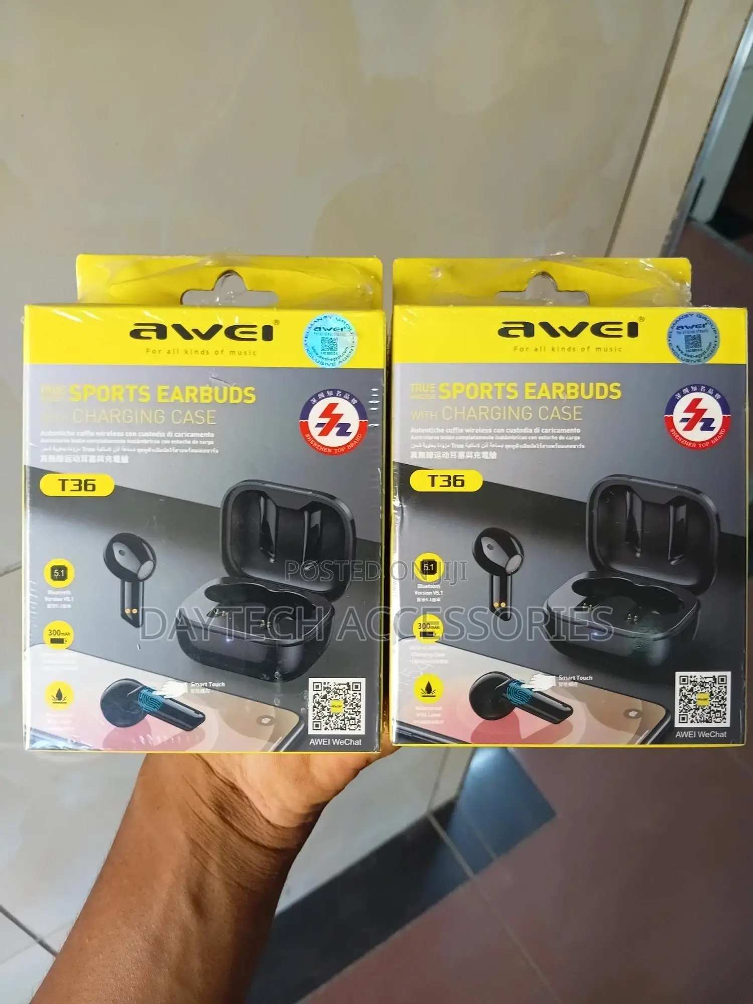 Awei T36 Total Wireless Earbuds - Black