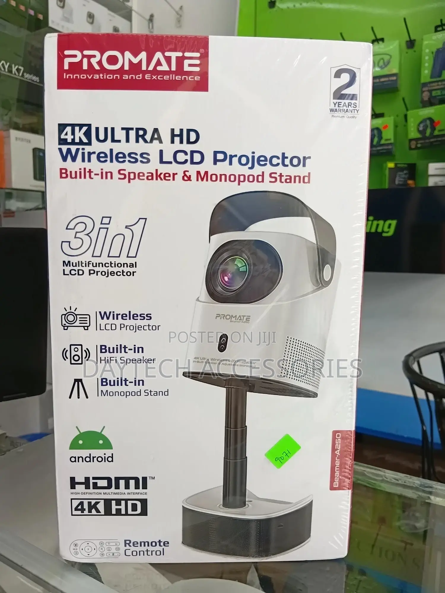 This Is a Promate Beamer-A250 Ultra Hd Wireless LCD Projector.