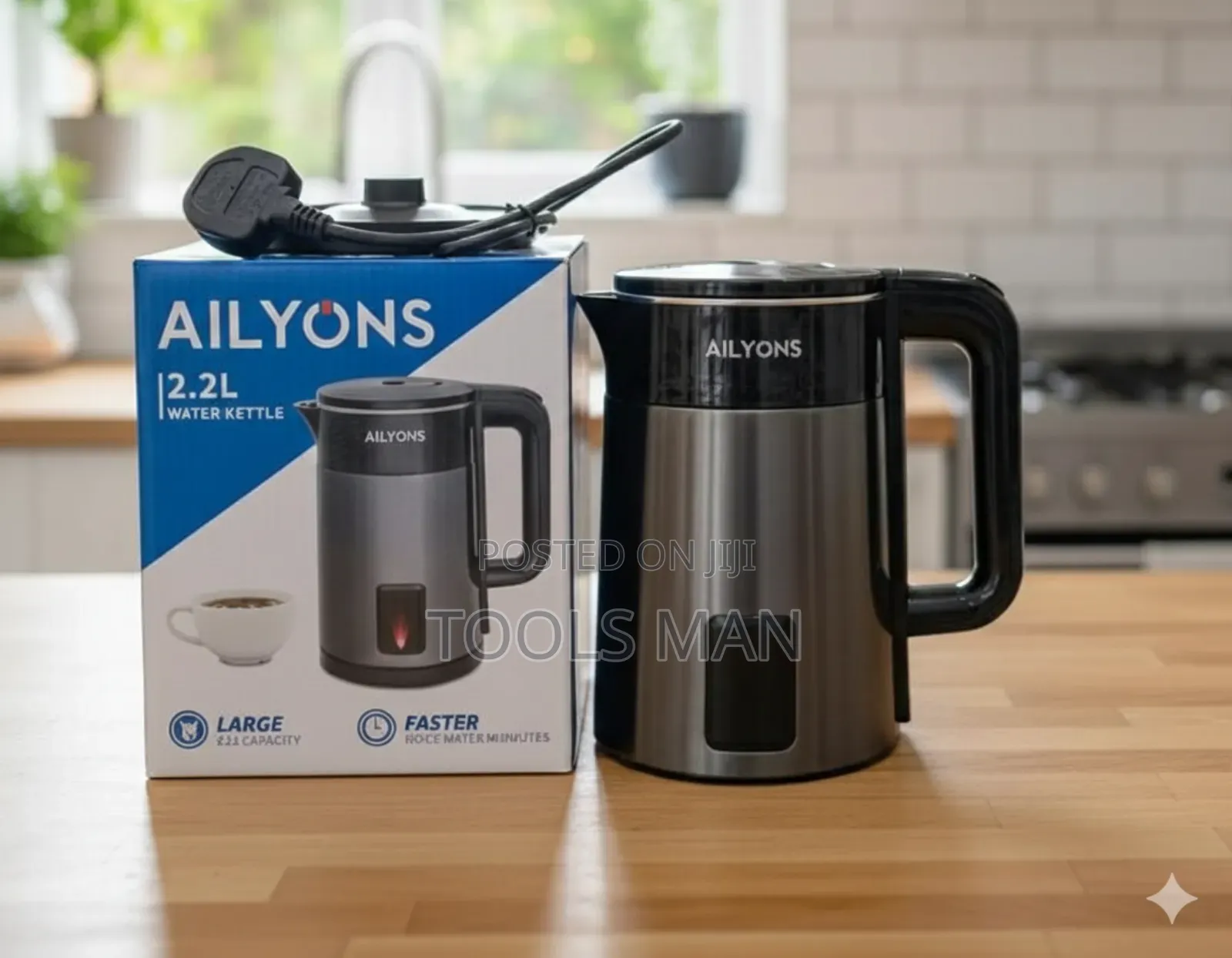 Ailyons 2.2l Large Capacity Stainless Steel Electric Water Kettle
