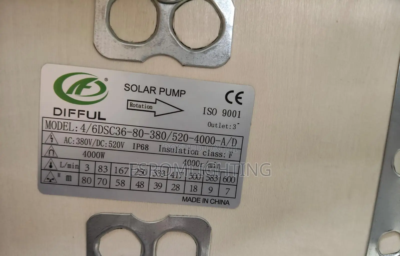 4kw Difful Solar Submersible Pump Model 4/6dsc36-80-380/520-4000-a/D