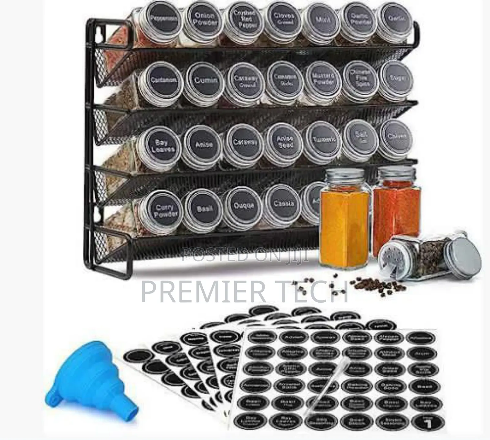 4 Layer Rack With 28pcs Bottles With Labels and White Pen