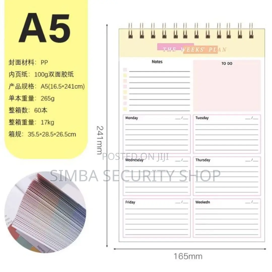 Undated B5 Weekly Planner Organizer 52 Weeks Productivity Journal Memo
