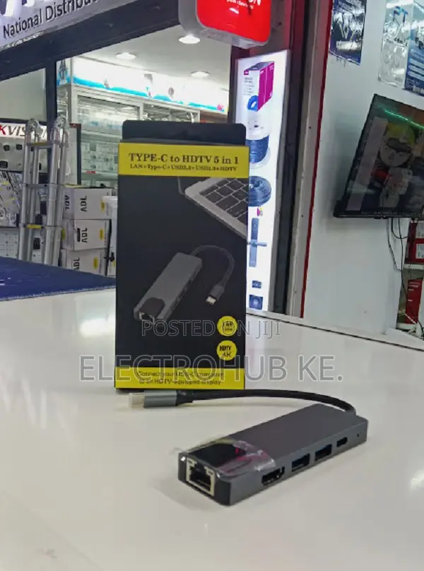Compact Usb-c 5 In 1 Hub For Laptop - Hdmi Lan Usb 3.0