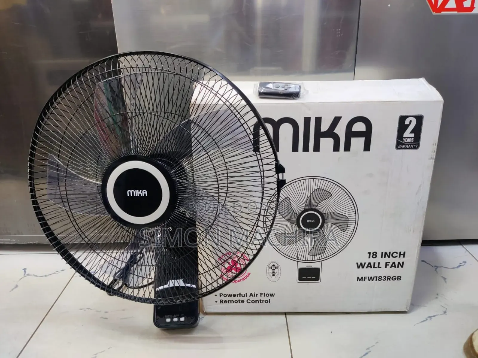 Mika Wall Fan With Remote 18 Inch