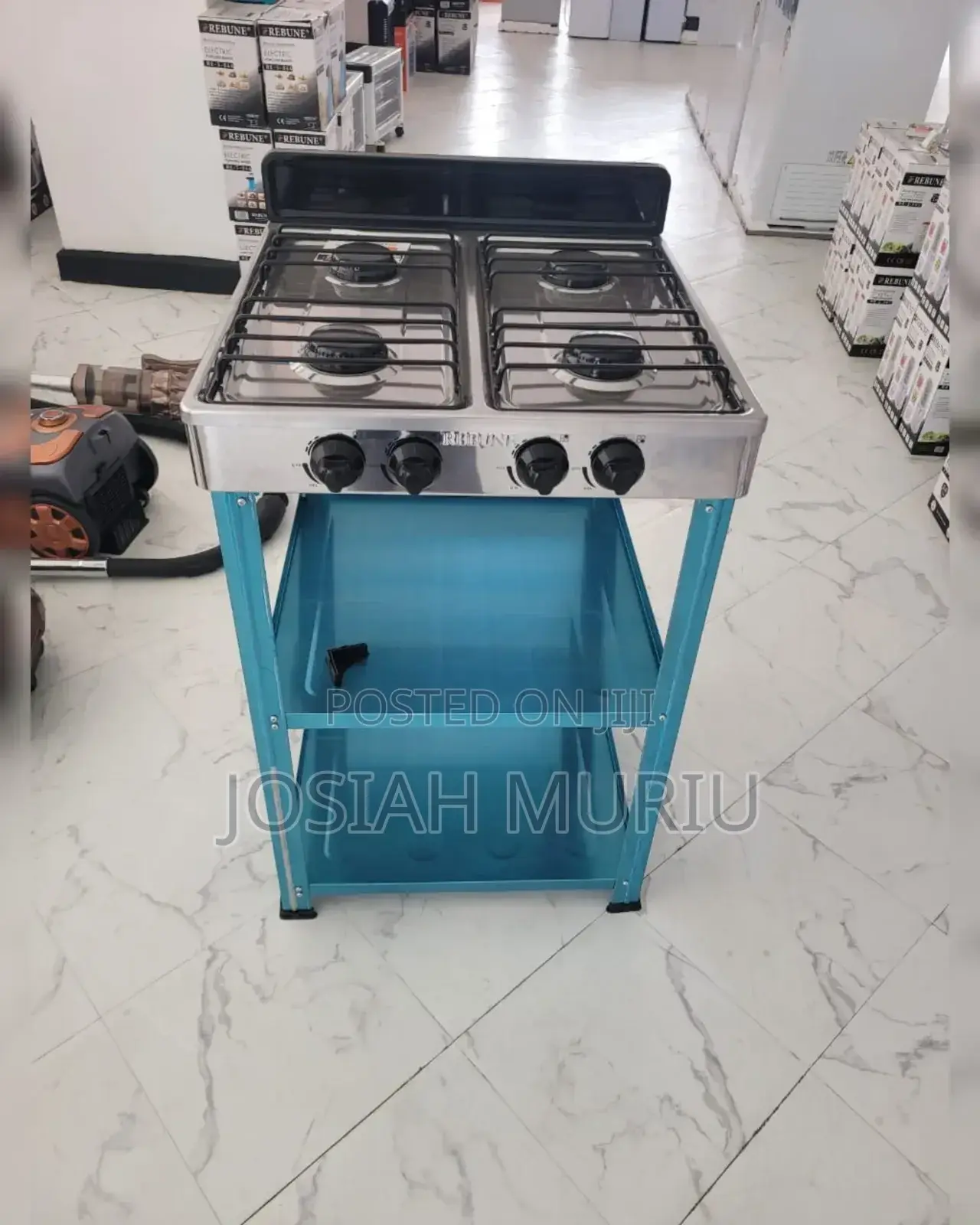 4 All Burner Stainless Steel Gas Cooker With Shelf