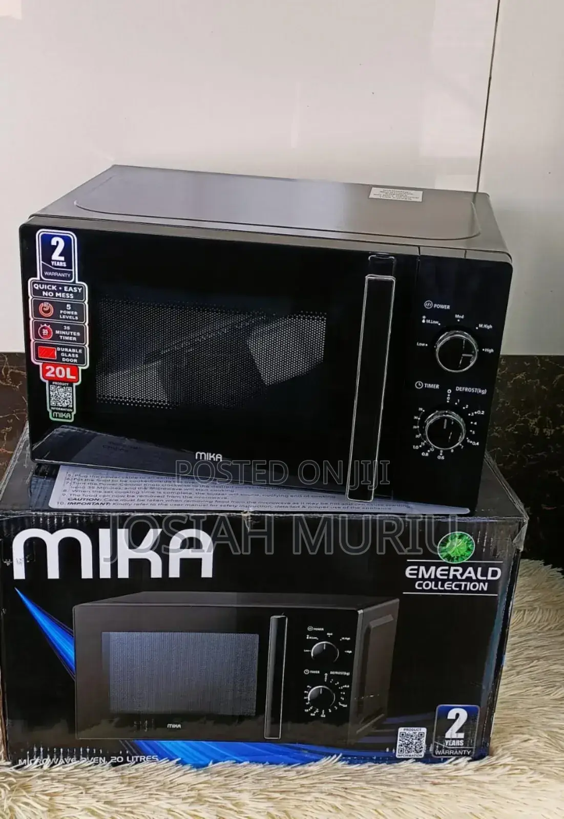 Black 20 Litres Mika Manual Microwave