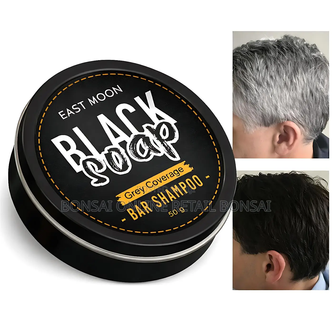 Black Hair Shampoo Bar for Men, Grey Coverage Hair Repair Soap