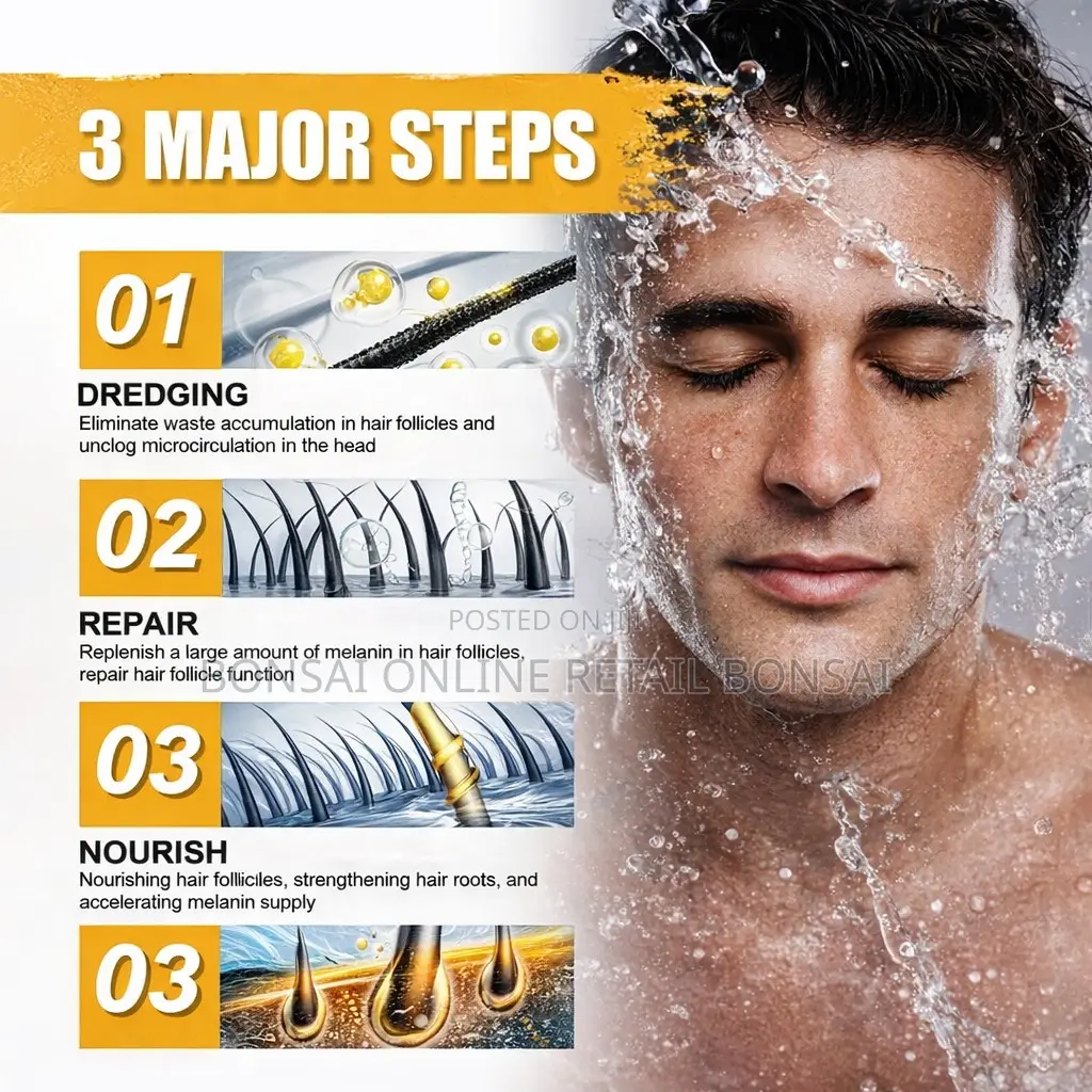 Black Hair Shampoo Bar for Men, Grey Coverage Hair Repair Soap