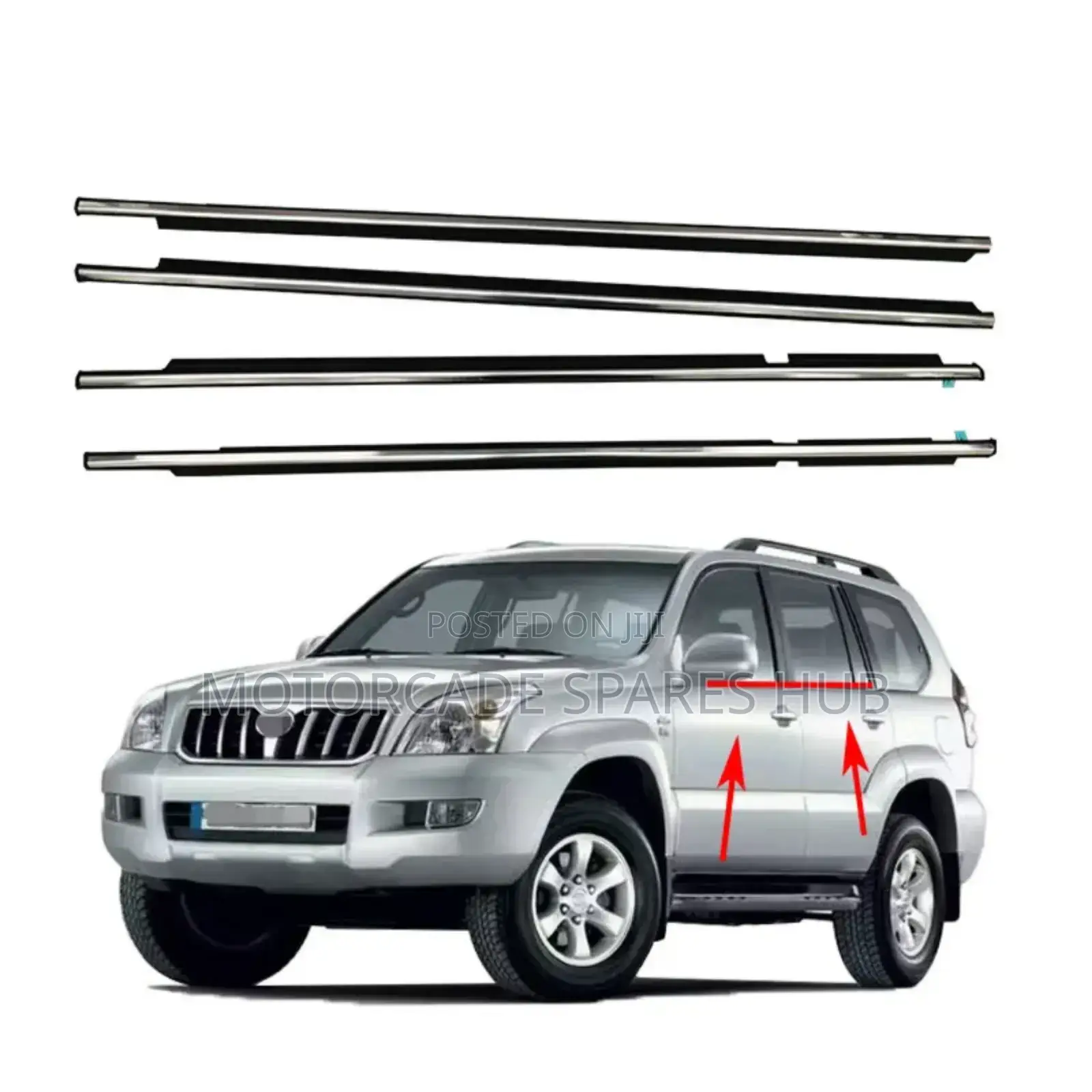 Toyota Landcruiser Prado J120 2003-2009 Window Weather Strips Chrome