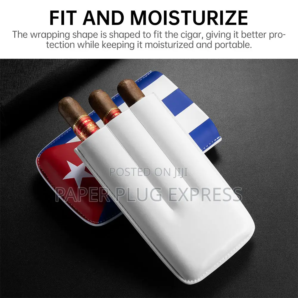 Portable Cuban Flag 3-Cigars Pouch
