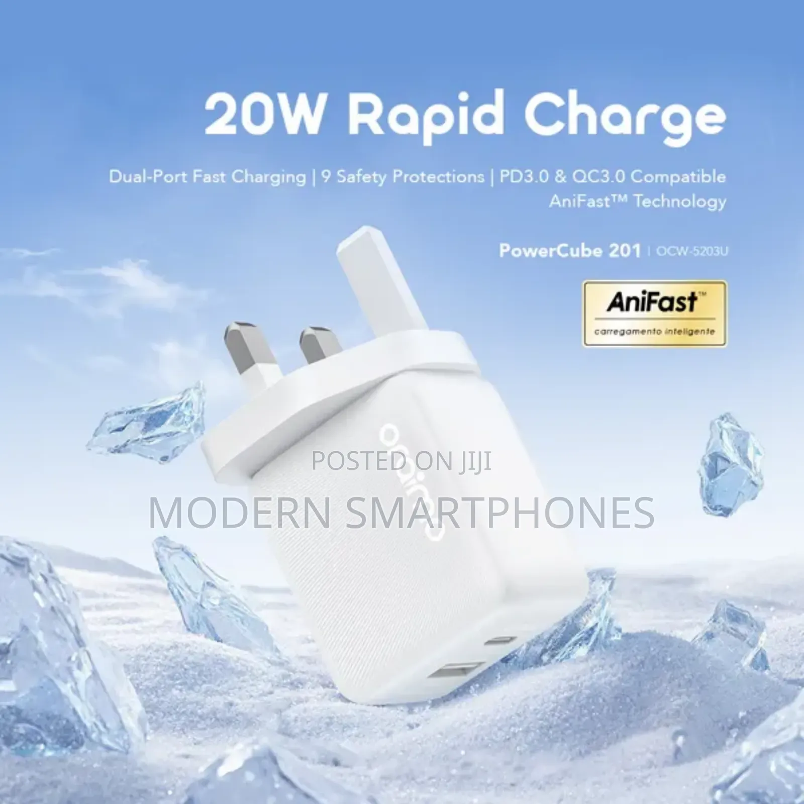 Oraimo Powercube 201 Uk Type Plug 20w Charger Kit