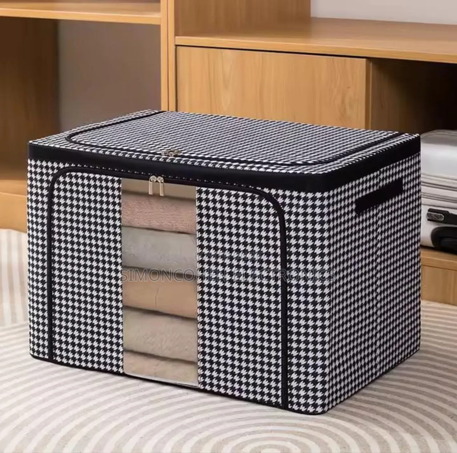 Oxford Cloth Frame Storage Box With Cover Quilt Folding Storage Bag.