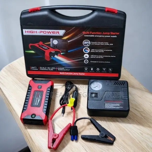 Emergency 12v Car Jump Starter 99800mah With Tire Inflator Pump